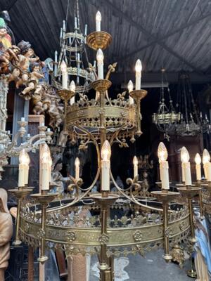 Matching Candelabra  style Gothic - Style en Brass / Bronze / Gilt, Belgium  19 th century ( Anno 1875 )