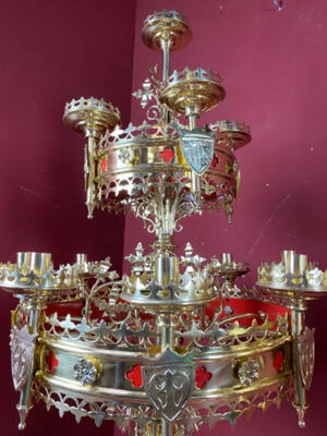 Matching Candelabra  style Gothic - style en Brass / Bronze / Polished and Varnished, Belgium  19 th century ( Anno 1885 )