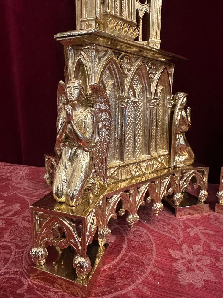 Pair Gothic - Style Matching Candle Holders Measures Height Without Pin.