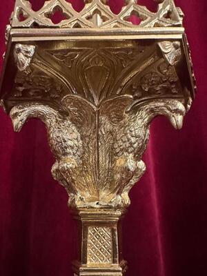 Pair Gothic - Style Matching Candle Holders Measures Height Without Pin.