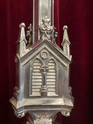 Pair Gothic - Style Matching Candle Sticks Height Without Pin.