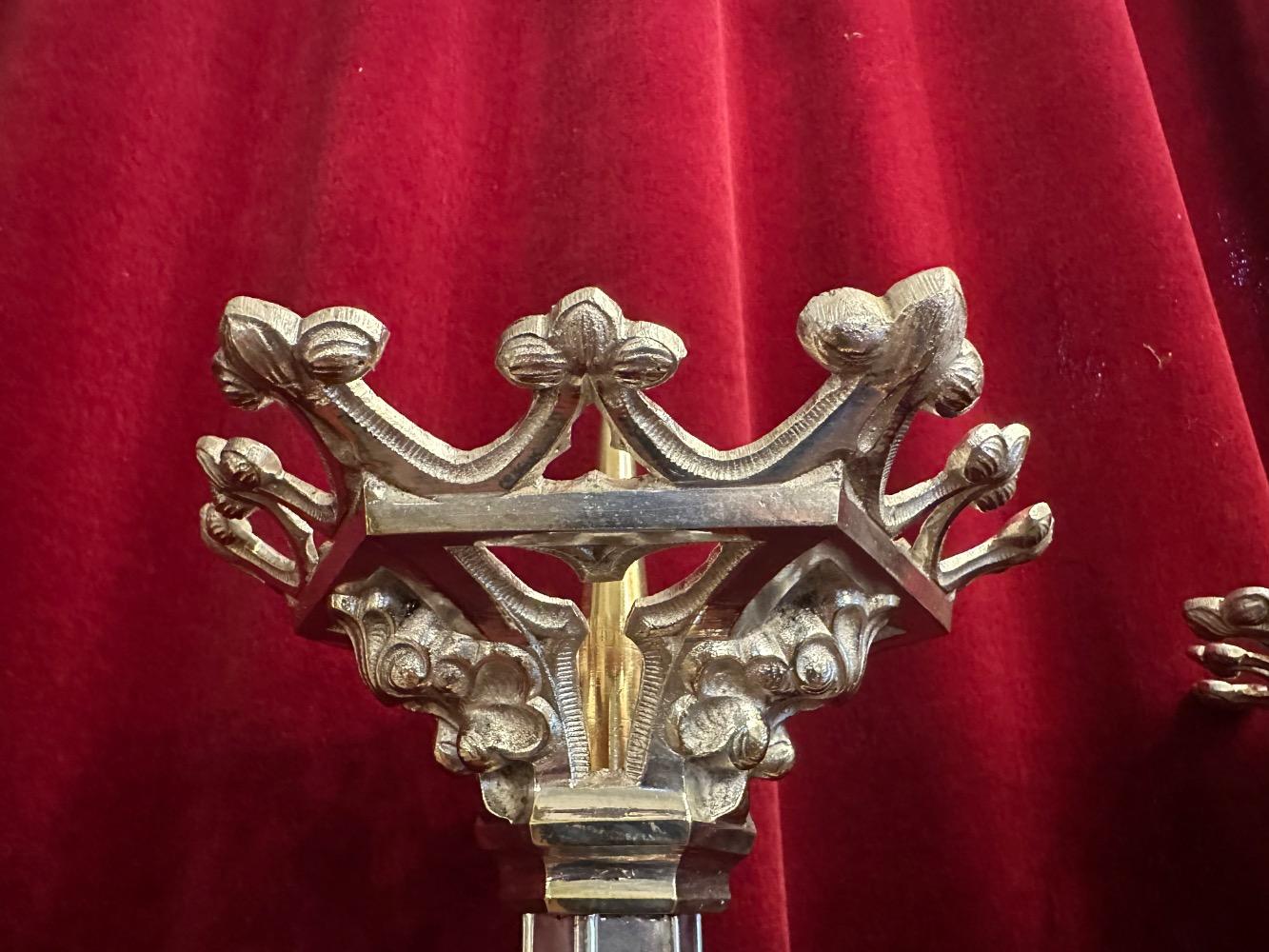 Pair Gothic - Style Matching Candle Sticks Height Without Pin.