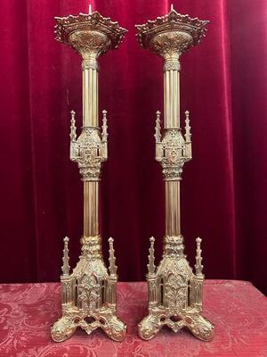 Pair Gothic - Style Matching Candle Sticks Height Without Pin.