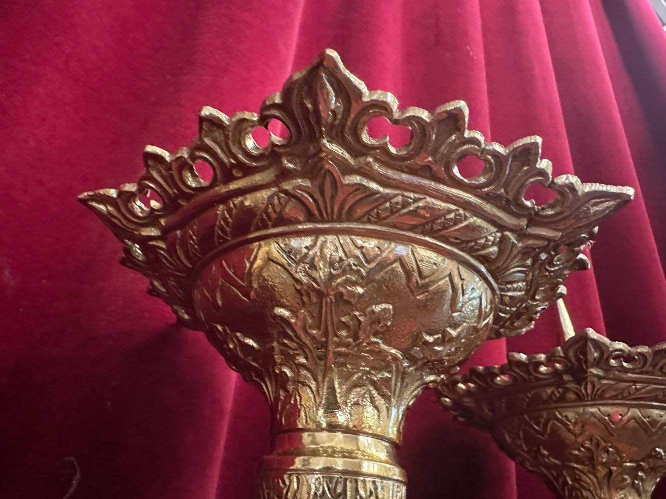 Pair Gothic - Style Matching Candle Sticks Height Without Pin.