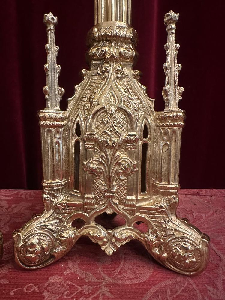 Pair Gothic - Style Matching Candle Sticks Height Without Pin.