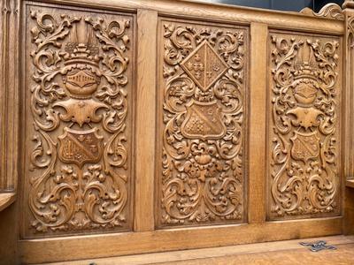 Matching Hall Benches style Gothic - Style en Hand Carving Wood Oak, Netherlands  19 th century