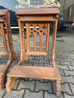 Matching Kneelers style Gothic - Style en Oak wood, Belgium  19 th century