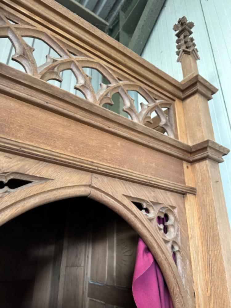 Pair Gothic - style Matching Of Single Sided Solid Oak Confessionals