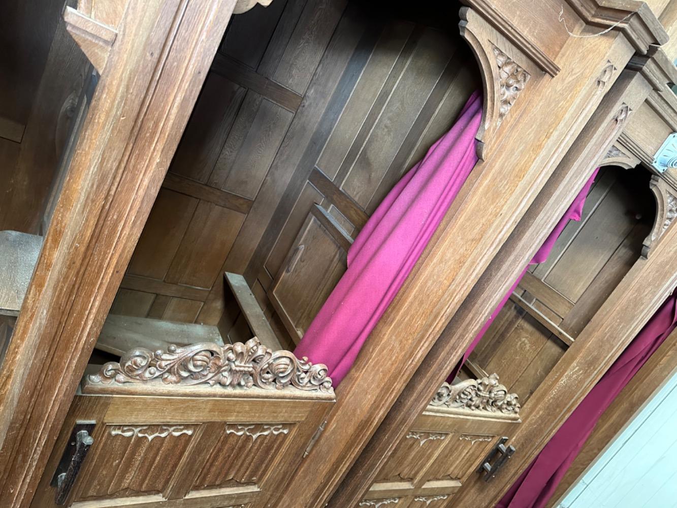 Pair Gothic - style Matching Of Single Sided Solid Oak Confessionals