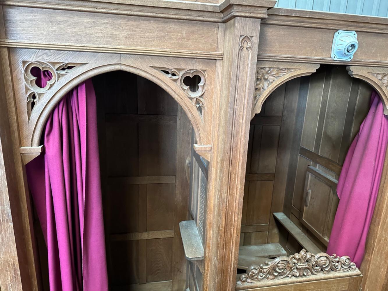 Pair Gothic - style Matching Of Single Sided Solid Oak Confessionals