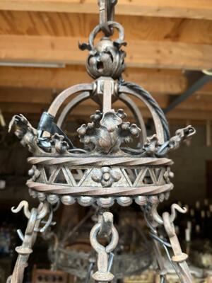 Matching Pair Of Chandeliers style Gothic - Style en Hand - Forget - Iron / Glass, Belgium  19 th century