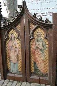 Matching Parts Of A Full Oak Altar. style Gothic - style Dutch 19th century