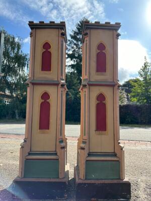 Matching Pedestals style Gothic - Style en Wood Polychrome, Belgium  19 th century