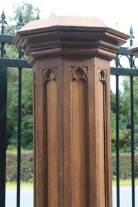 Matching Standing Pedestals style Gothic - style en wood oak, France 19th century