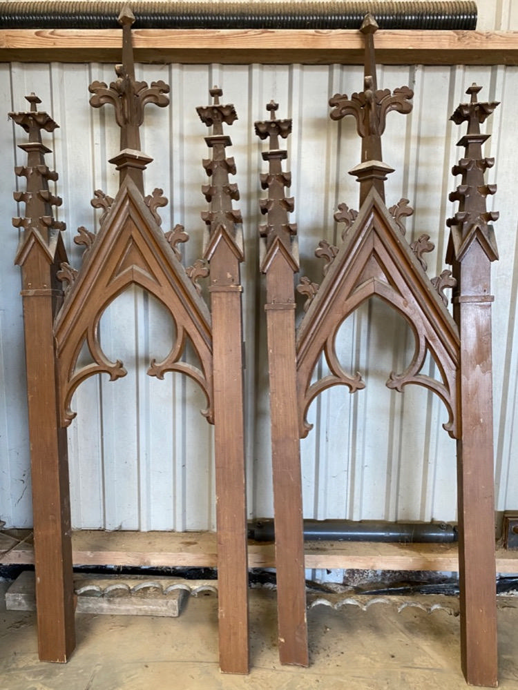 Pair Gothic - style Organ Front Ornaments