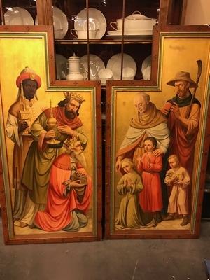 Paintings Expected ! style Gothic - style en wood polychrome painted, Belgium