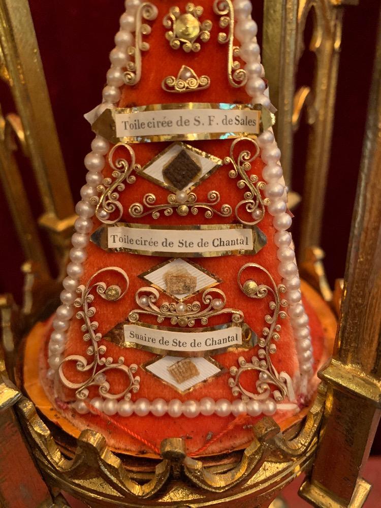 Pair Gothic - Style Pair Of Stunning Relic-Holders With Each  12 Relics Inside