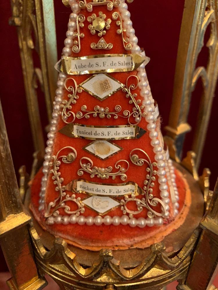 Pair Gothic - Style Pair Of Stunning Relic-Holders With Each  12 Relics Inside