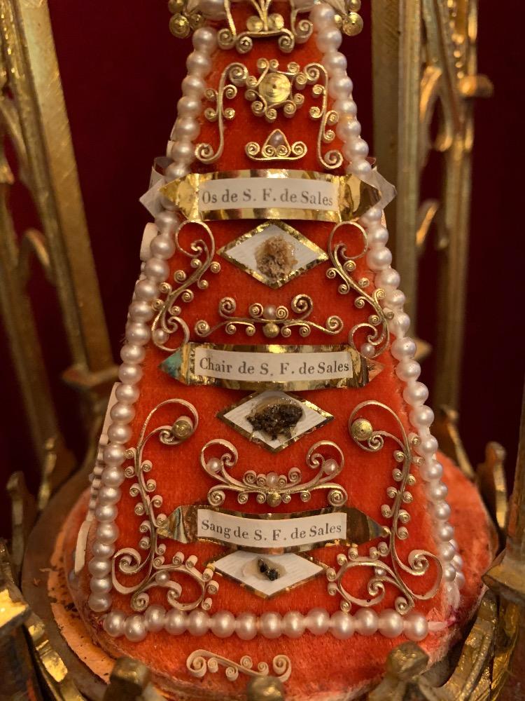 Pair Gothic - Style Pair Of Stunning Relic-Holders With Each  12 Relics Inside