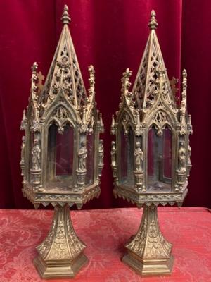 Reliquaries style Gothic - style en Bronze Gilt, France 19 th century ( Anno 1875 )