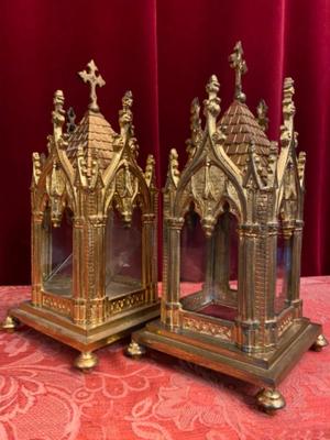 Reliquaries style Gothic - style en Bronze / Gilt, France 19 th century ( Anno 1875 )