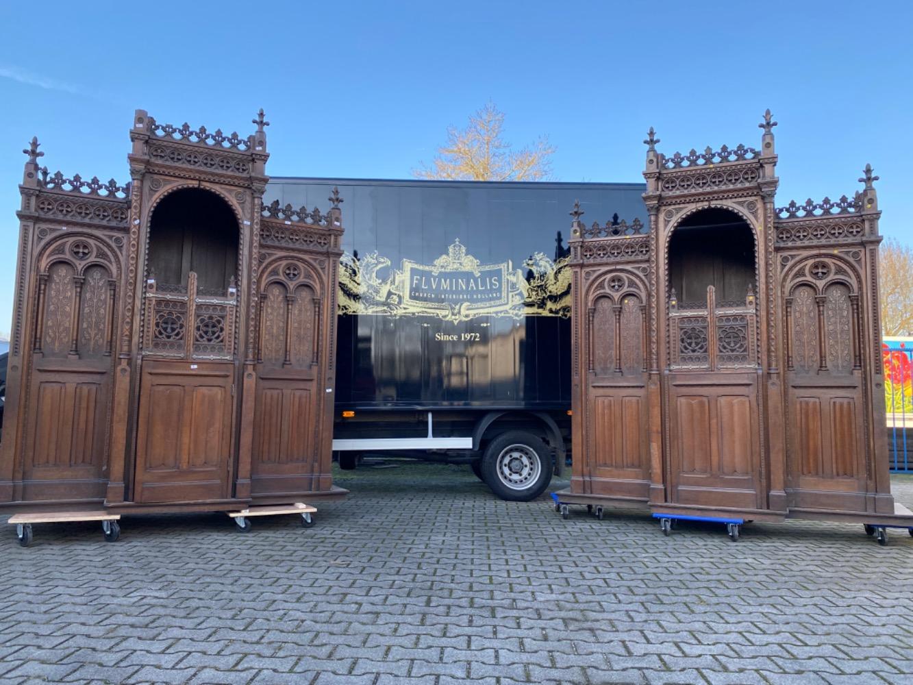 Pair Gothic - style / Romanesque Matching Confessionals