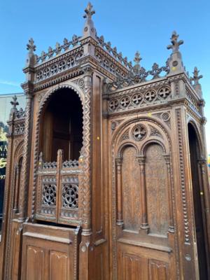 Matching Confessionals style Gothic - style / Romanesque en Oak wood, Roeselare St Amandus Church Belgium 19 th century ( Anno 1865 )