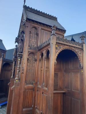 Matching Exceptional Confessionals  style Gothic - style / Romanesque en Oak wood, Roeselare St. Amandus Church Belgium 19 th century ( Anno 1865 )