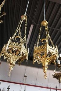 Sanctuary Lamps style Gothic - style en Bronze / Polished and Varnished, France 19th century