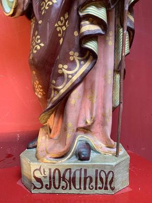 St. Joachim & St. Ann Only For Sale As A Pair style Gothic - Style en Terra-Cotta polychrome, France 19th century ( anno 1875 )