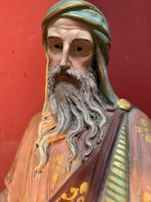 St. Joachim & St. Ann Only For Sale As A Pair style Gothic - Style en Terra-Cotta polychrome, France 19th century ( anno 1875 )