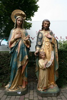 St. Joseph Statue & St. Mary style Gothic - style en plaster polychrome, Belgium 19th century