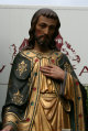 St. Joseph Statue & St. Mary style Gothic - style en plaster polychrome, Belgium 19th century
