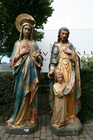 Pair Gothic - style St. Joseph Statue & St. Mary