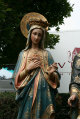 St. Joseph Statue & St. Mary style Gothic - style en plaster polychrome, Belgium 19th century