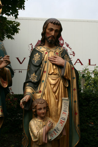 Pair Gothic - style St. Joseph Statue & St. Mary