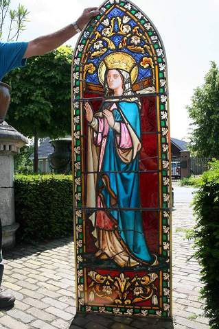 Pair Gothic - style Stainded Glass Windows