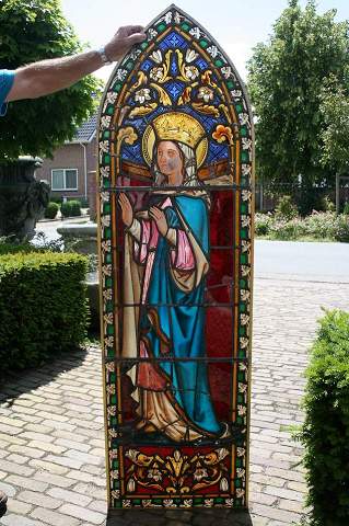 Pair Gothic - style Stainded Glass Windows