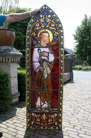 Pair Gothic - style Stainded Glass Windows
