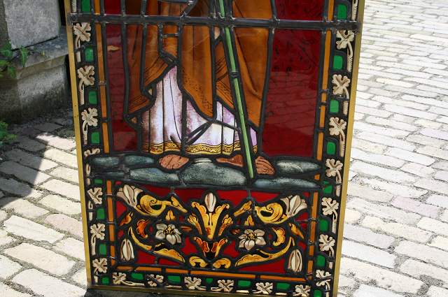 Pair Gothic - style Stainded Glass Windows