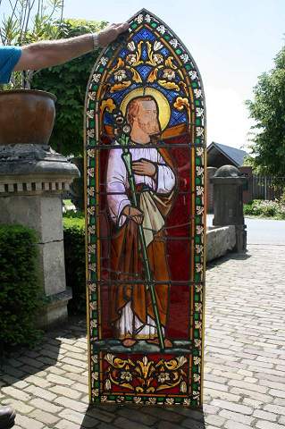 Pair Gothic - style Stainded Glass Windows