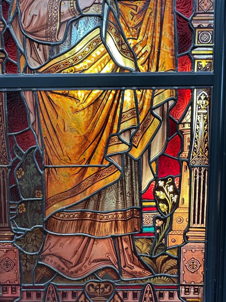 Pair Gothic - Style Stained Glass Windows St. Barbara & St. Catherine Of Antiochia. Architect Molenaar