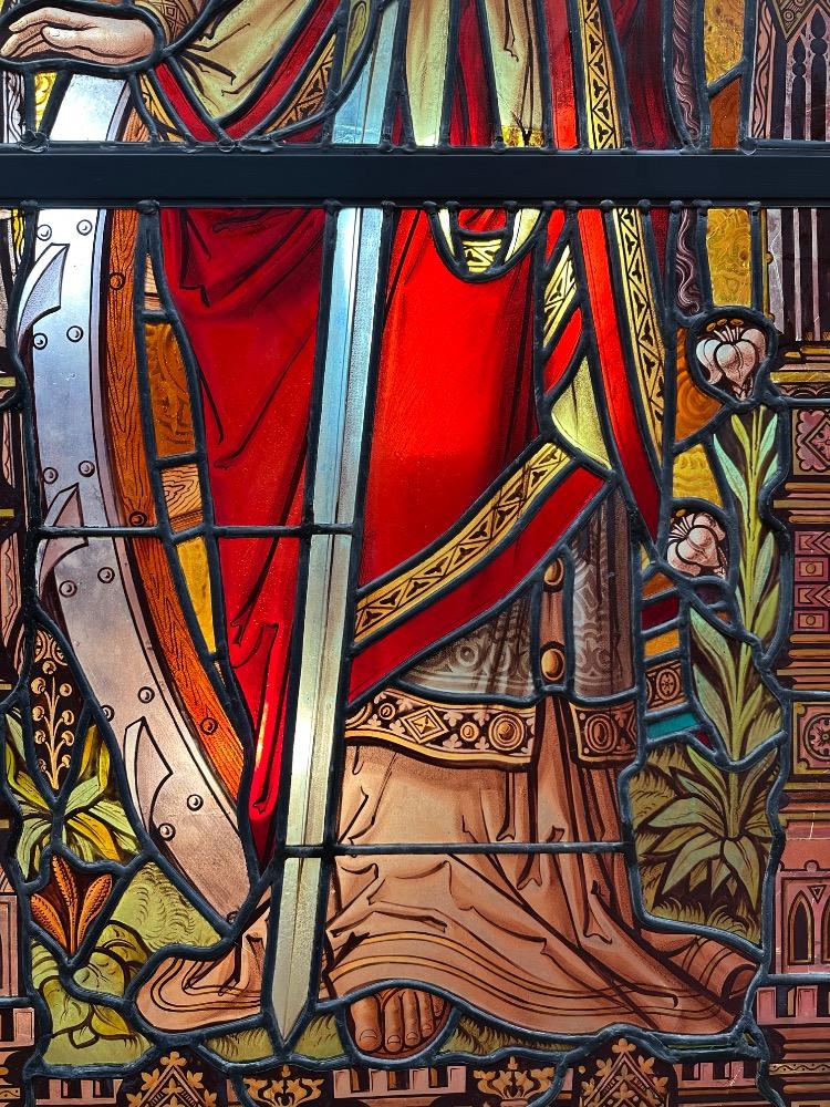 Pair Gothic - Style Stained Glass Windows St. Barbara & St. Catherine Of Antiochia. Architect Molenaar