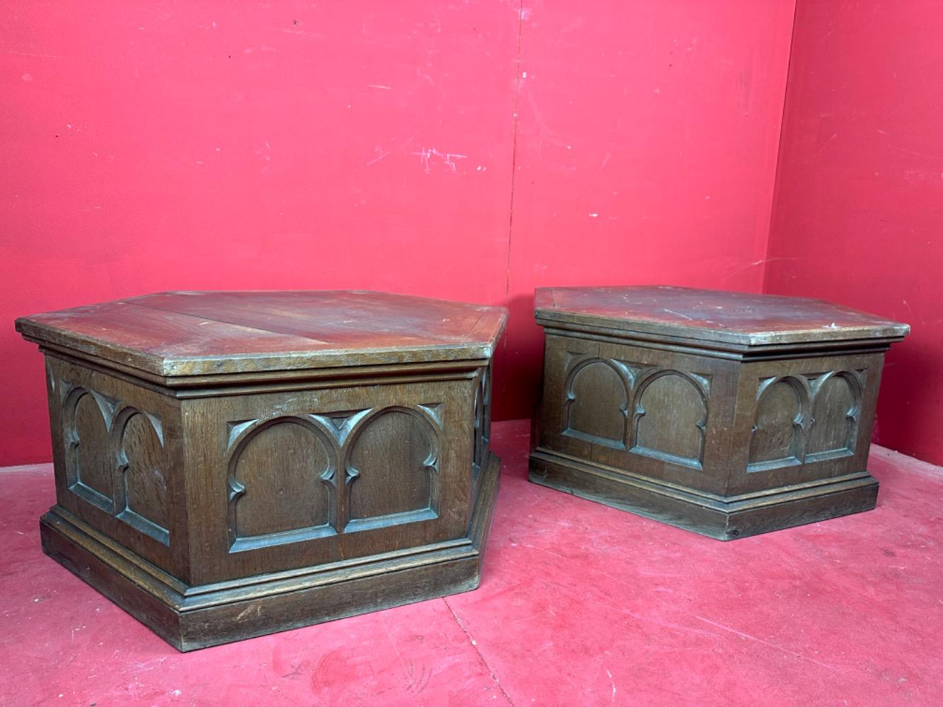 Pair Gothic - Style Statue Stands