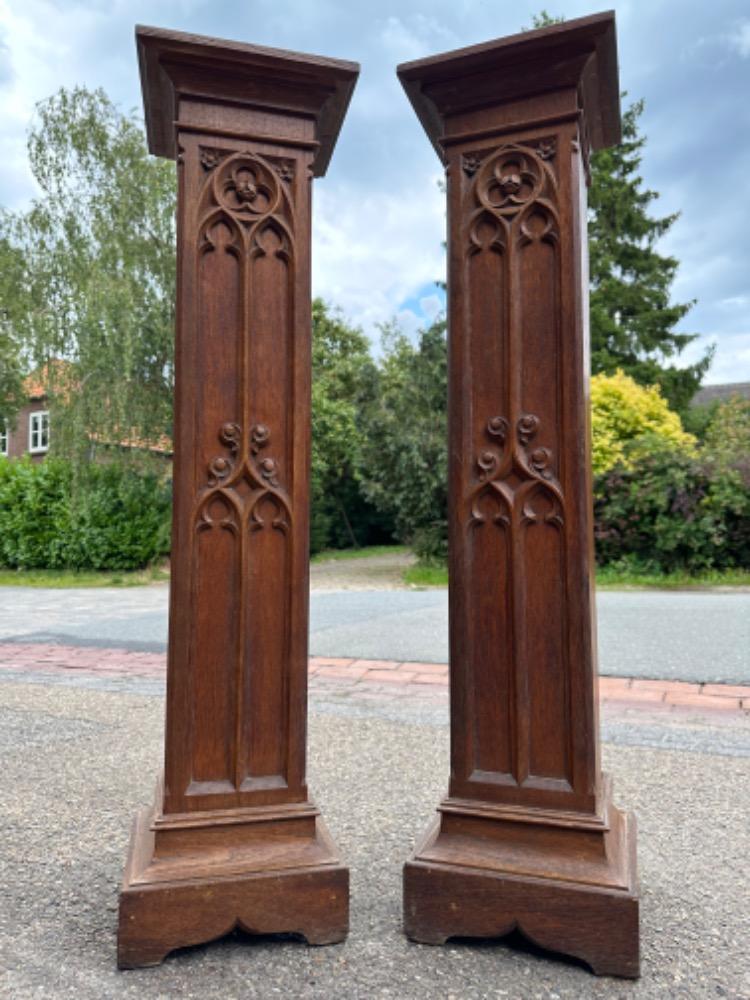 Pair Gothic - Style Statue Stands