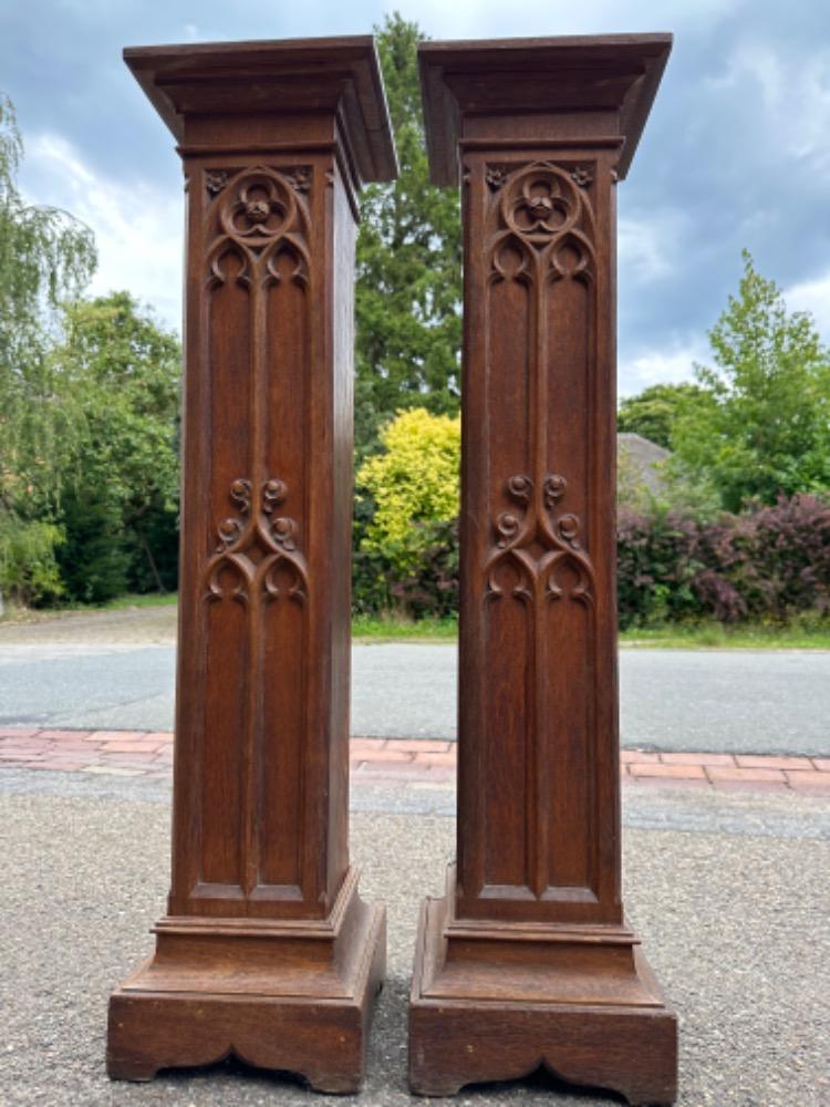 Pair Gothic - Style Statue Stands