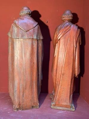 Statues Life Size. For Sale Seperate.  style Gothic - style en hand-carved wood , Dutch 19th century ( anno 1870 )