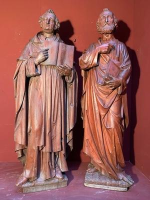 Statues Life Size. For Sale Seperate.  style Gothic - style en hand-carved wood , Dutch 19th century ( anno 1870 )