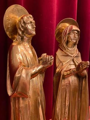 Statues St. John And St. Mary  style Gothic - Style en Bronze / Polished and Varnished, France 19 th century ( Anno 1865 )