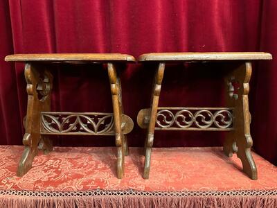 Stools style Gothic - Style en Oak wood, Belgium  19 th century